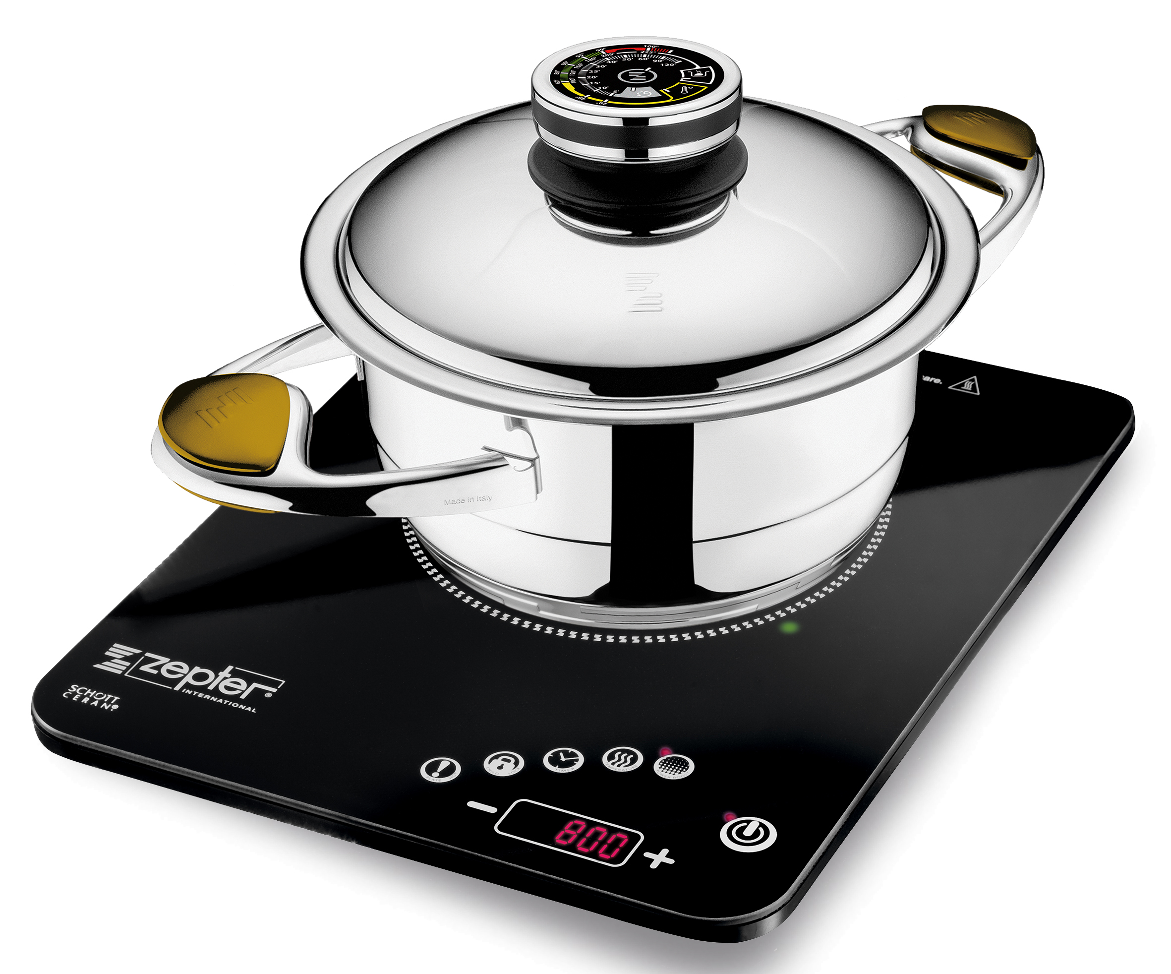 Toate vasele Zepter Masterpiece Cookware au baza acuterm-compactă, care funcţionează perfect cu noua plită cu inducţie şi radio-control.